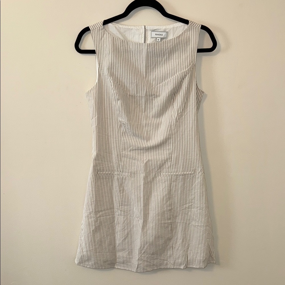 Rihoas Cream Striped Dress